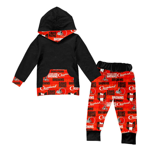 MOQ 3 pcs Black B hoodie pants kids boy team clothes