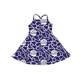 MOQ 5 pcs sleeveless straps frog camo girls team athletic dress