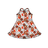 MOQ 5 pcs straps red bow floral heart football girls team athletic dress