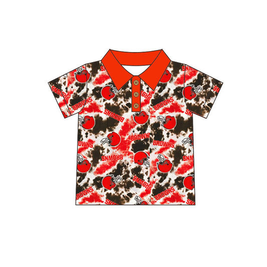 MOQ 3 pcs short sleeves orange tie dye kids boys polo team shirt