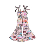 MOQ 3 Straps pink butterfly bell bottom singer girls dress