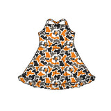 MOQ 5 pcs sleeveless straps orange camo girls team athletic dress