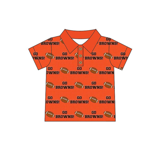 MOQ 3 pcs short sleeves orange go football kids boys polo team shirt