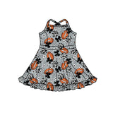 MOQ 5 pcs straps grey bow floral heart football girls team athletic dress