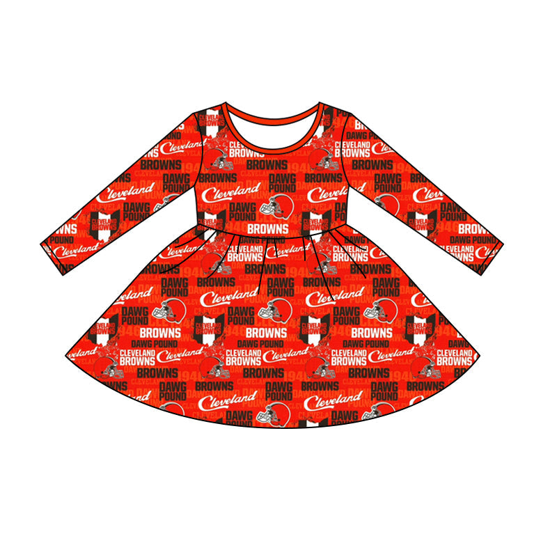 MOQ  3 pcs long sleeves orange B girls team dress