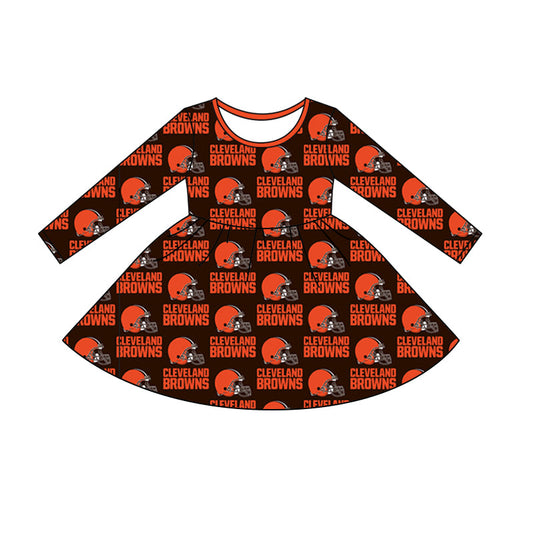 MOQ  3 pcs long sleeves orange black girls team dress