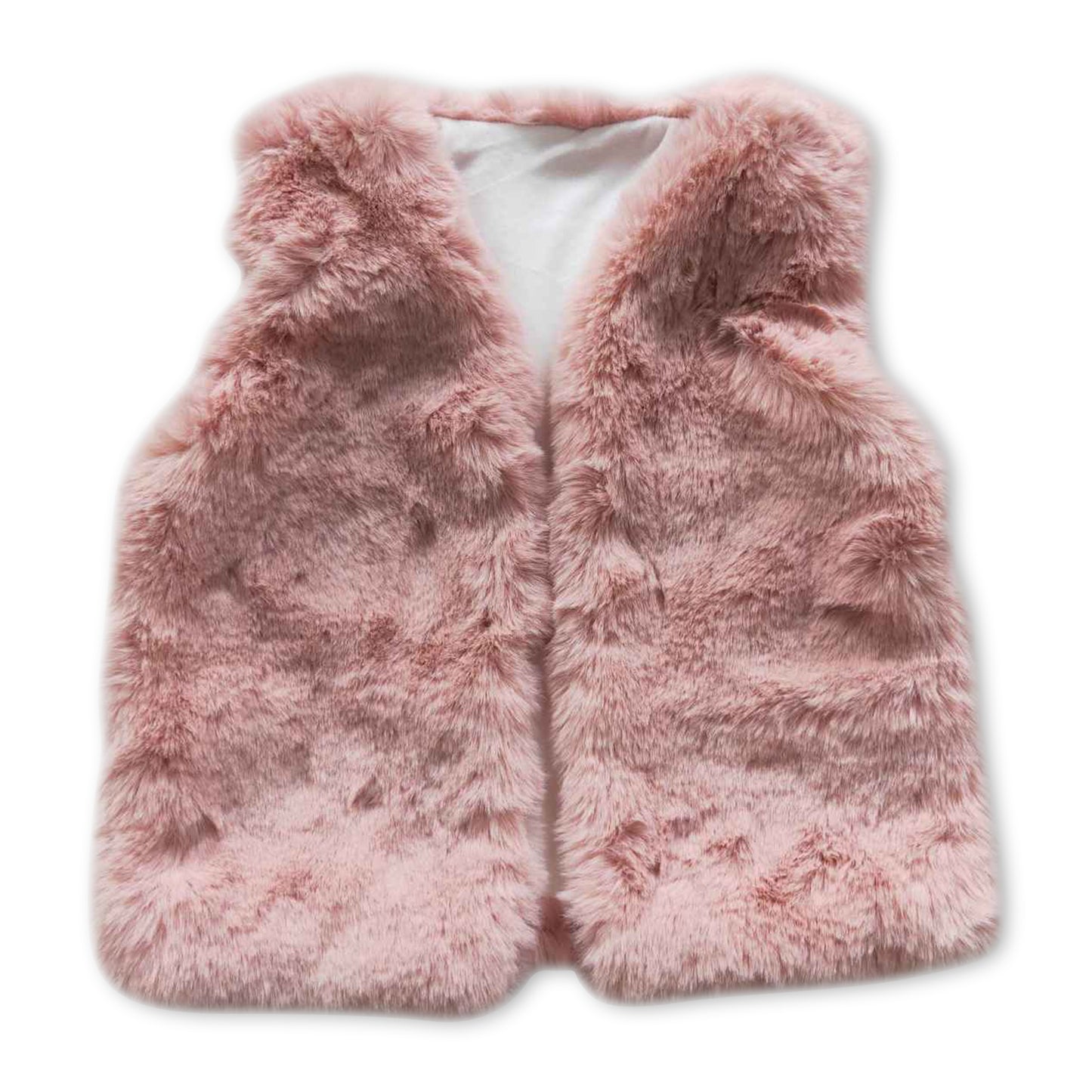 Pink faux fur girls vest
