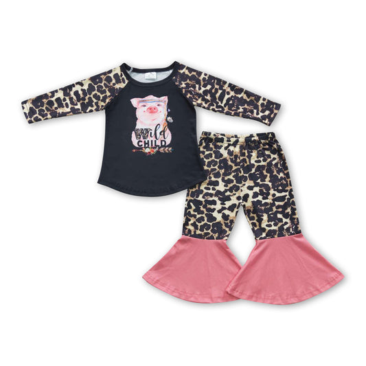 Wild child pig leopard children boutique clothing