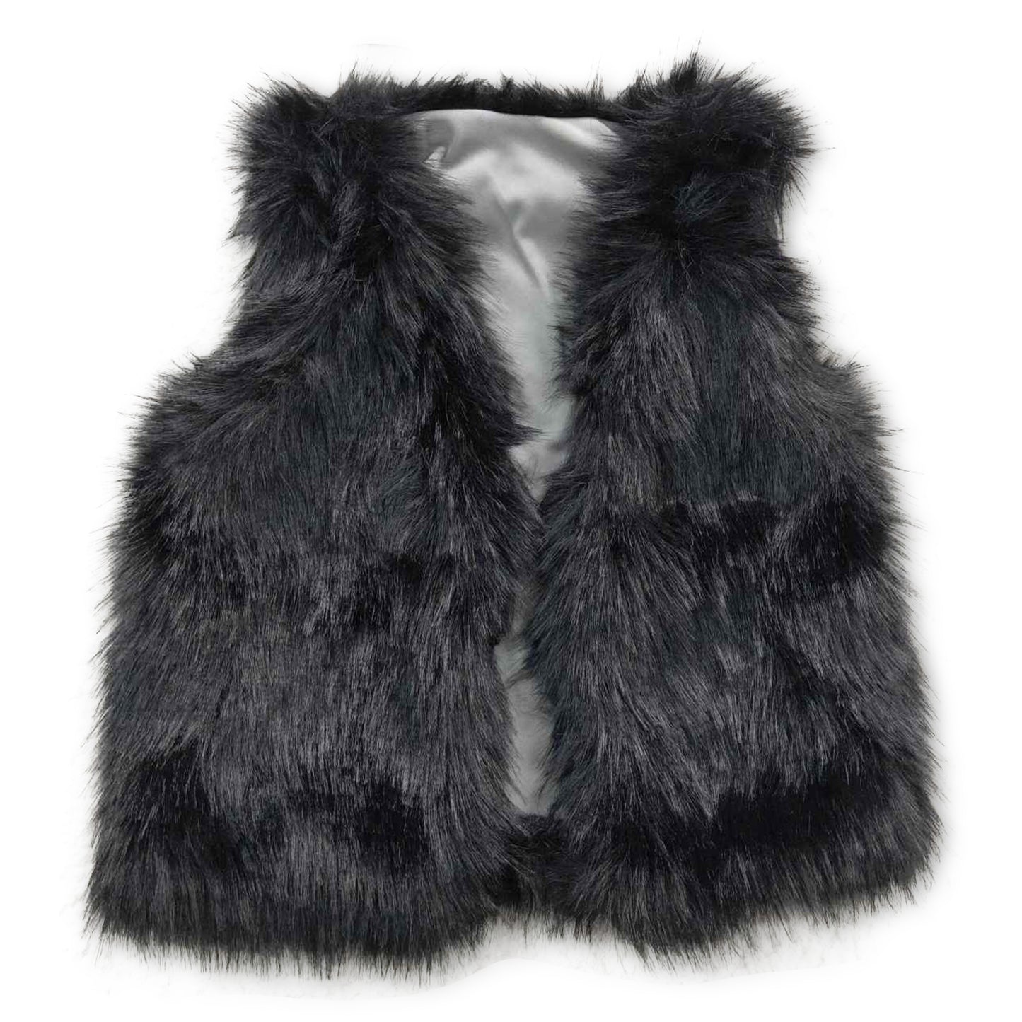 Black faux fur girls vest