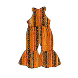 MOQ 5 orange stripe leopard sleeveless girls jumpsuit