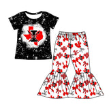 MOQ 5 black I bleached top bow pants girls team outfits