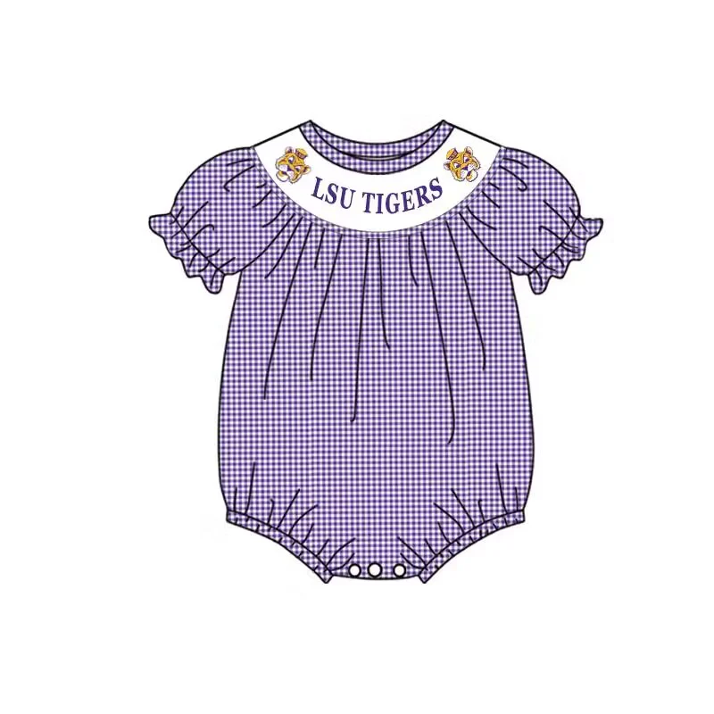 Deadline May 18 short sleeves plaid tiger baby girl team romper