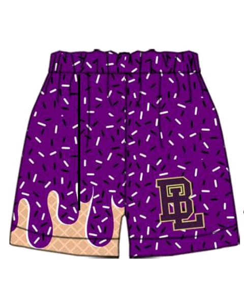 Deadline July 4 purple B L ice cream sprinkle kids girls summer shorts