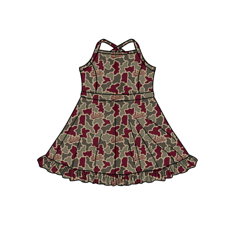 MOQ 5 pcs straps state camo girls team athletic dress