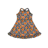 MOQ 5 pcs straps orange camo girls team athletic dress