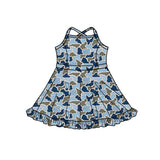 MOQ 5 pcs straps light blue camo girls team athletic dress