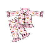 MOQ 5 pink santa truck girls Christmas pajamas