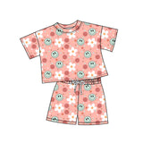 Deadline May 18 short sleeves floral smile top shorts kids clothes