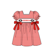 MOQ 5 pcs Short sleeves red stripe G girls team dresses