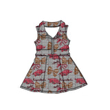 MOQ 5 pcs sleeveless hogs bow girls zipper team athletic dress