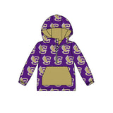MOQ 3 purple long sleeves pocket kids team zipper hoodie