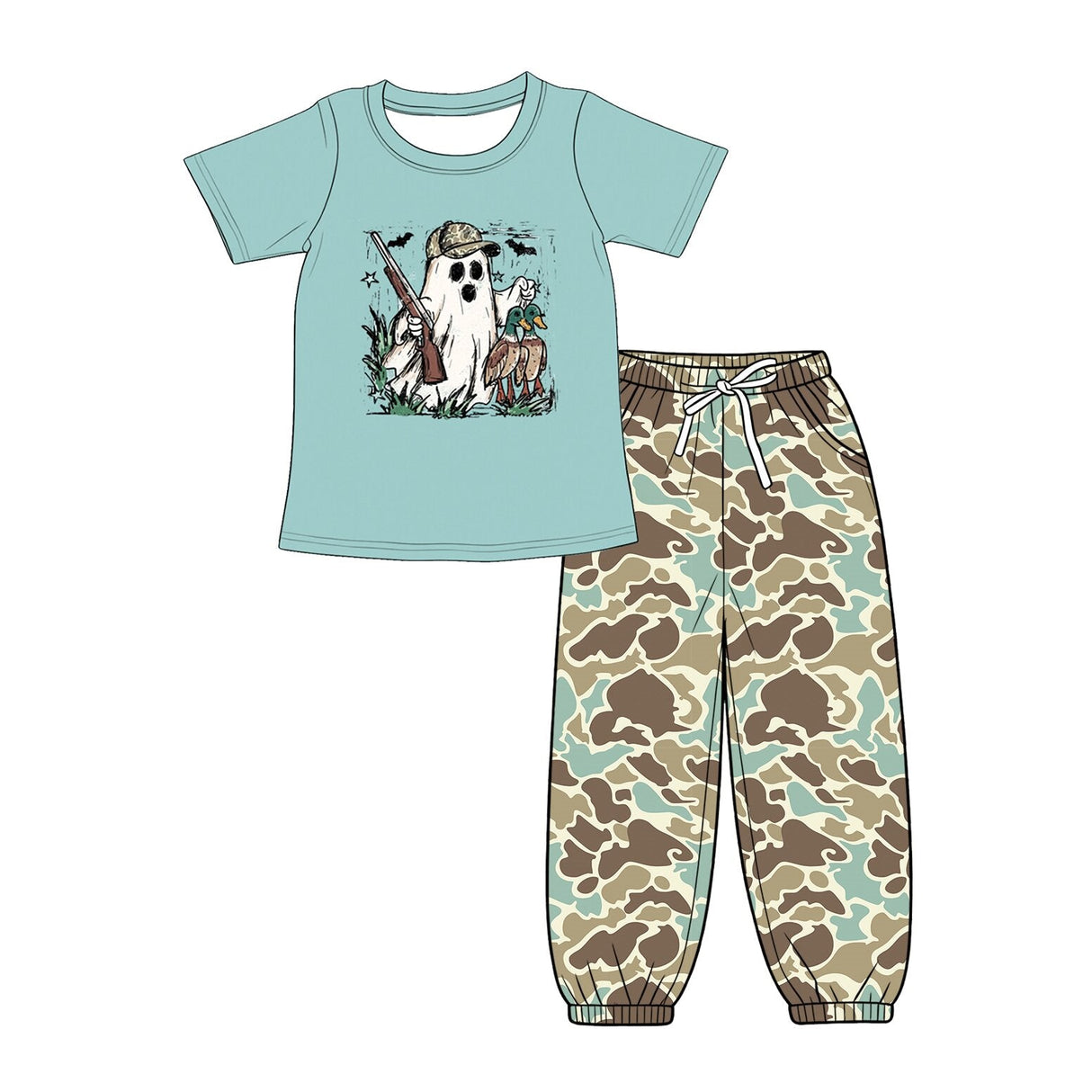 Short sleeves ghost duck camo boys Halloween outfits