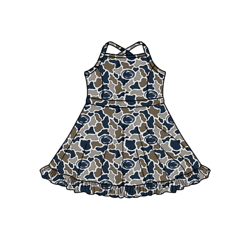 MOQ 5 pcs straps navy camo girls team athletic dress