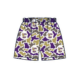 MOQ 5 pcs purple camo kids boys summer team shorts
