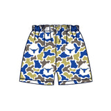 MOQ 5 pcs blue camo kids boys summer team shorts
