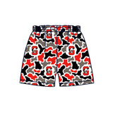 MOQ 5 pcs red S camo kids boys summer team shorts