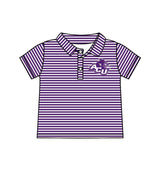 Deadline July 15 2025 purple stripe short sleeves kids boys polo team shirt