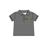 Deadline July 15 2025 S black stripe short sleeves kids boys polo team shirt