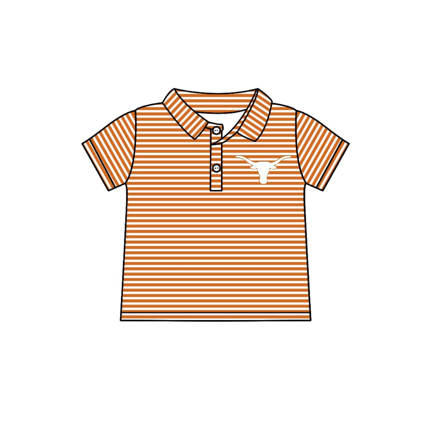 Deadline July 15 2025 bull skull stripe short sleeves kids boys polo team shirt