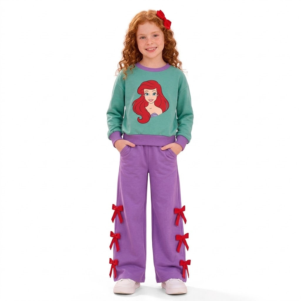 MOQ 5 Long sleeves princess top bow pants girls outfits