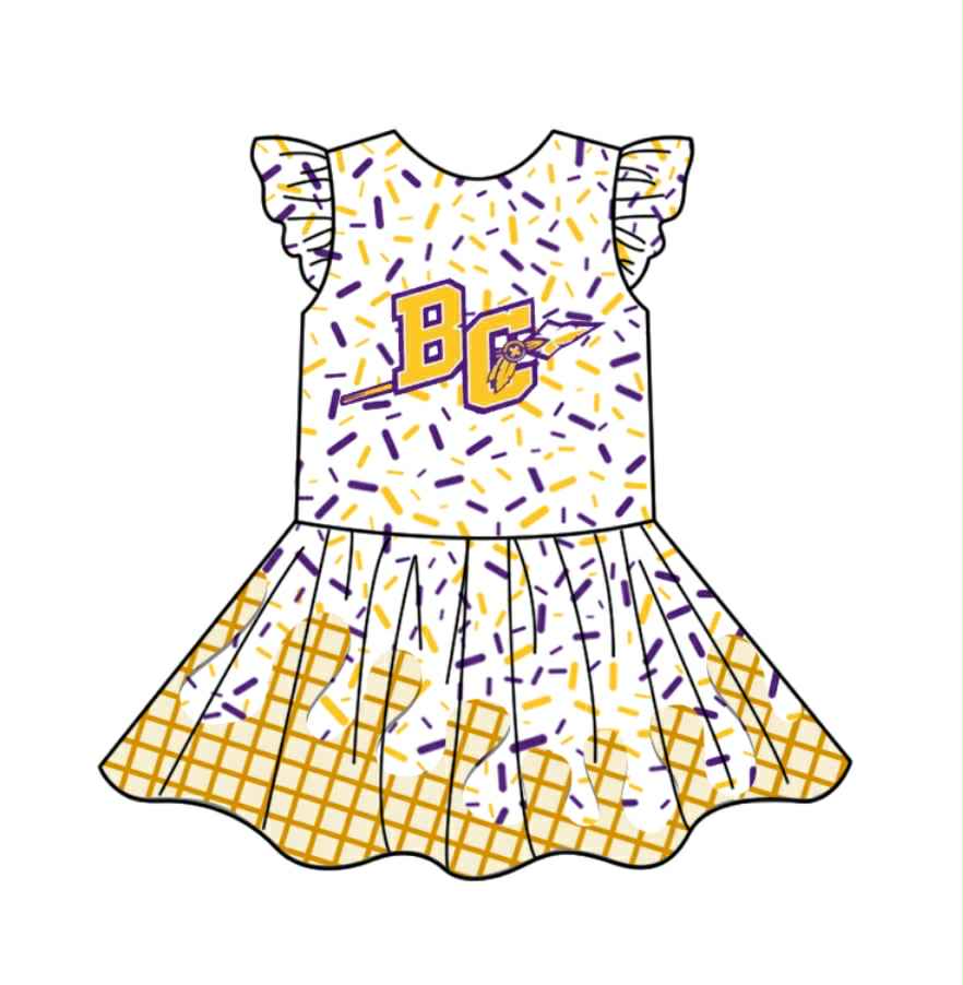 Deadline Aug 8 2025 flutter sleeves B C ice cream girls summer dress