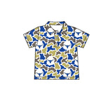 MOQ 5 pcs short sleeves blue camo kids boys team polo shirt