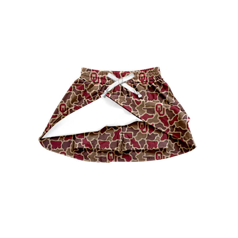 MOQ 5 pcs O U camo kids girls team active skirt