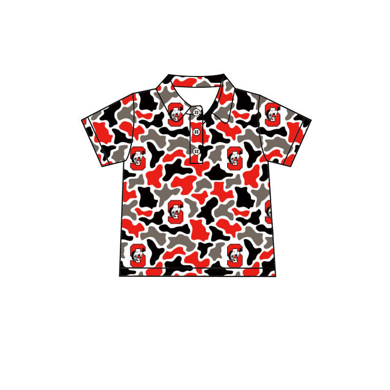 MOQ 5 pcs short sleeves red S camo kids boys team polo shirt