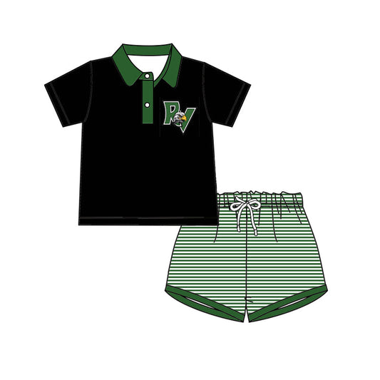 Deadline May 6 black stripe polo shirt shorts boys team clothes