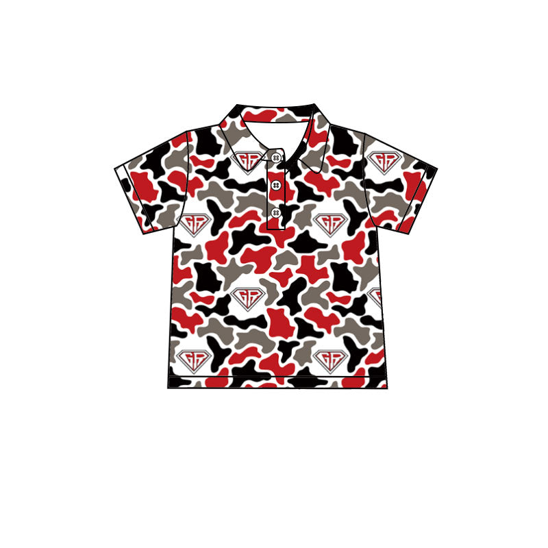MOQ 5 pcs short sleeves red G R camo kids boys team polo shirt