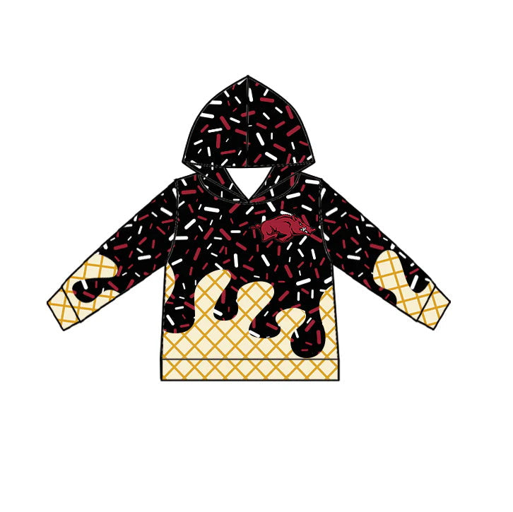 MOQ 3 pcs hogs black ice cream sprinkle toddler kids team hoodie