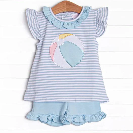 Deadline June 12 flutter sleeves ball stripe girls summer clothes