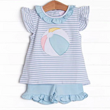 Deadline June 12 flutter sleeves ball stripe girls summer clothes