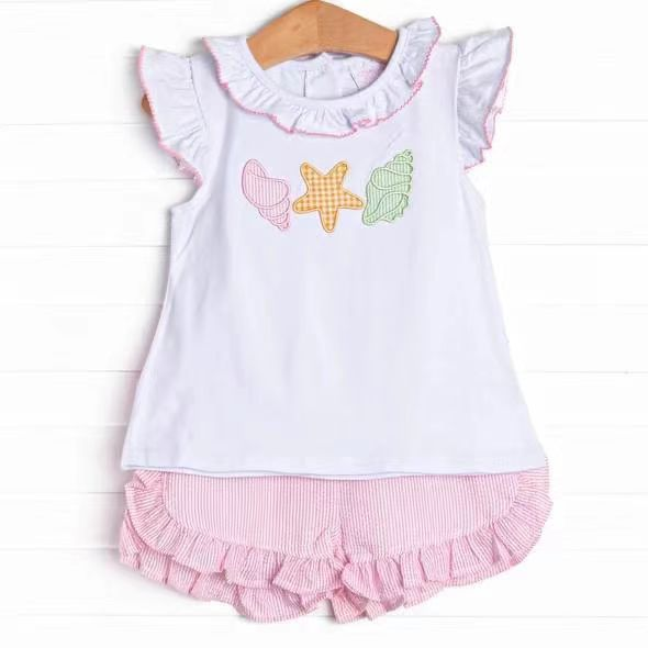 Deadline June 12 starfish conch top ruffle shorts girls clothes