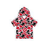 MOQ 5 pcs red camo short sleeves boys team hoodie
