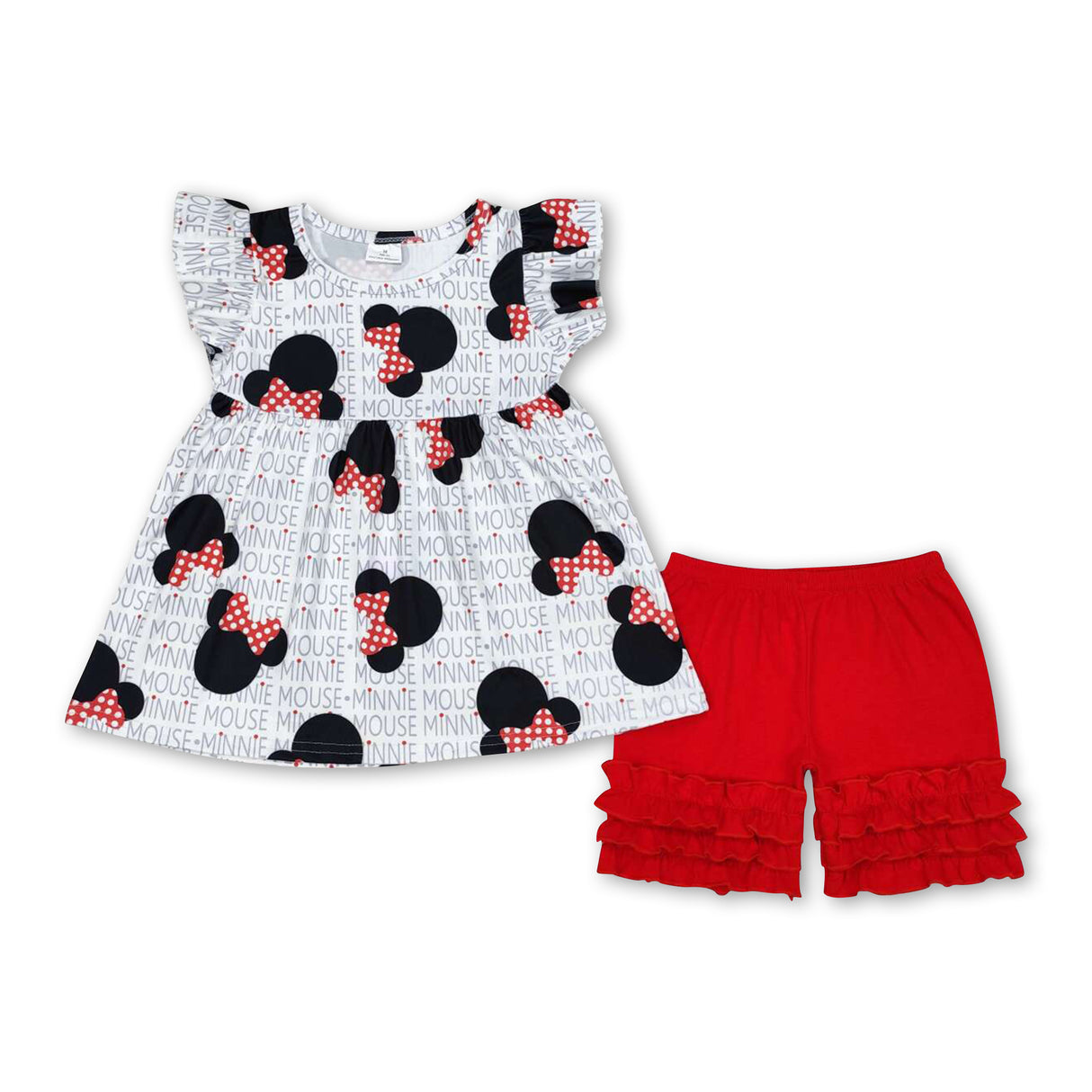 Cute mouse flutter sleeve tunic ruffle shorts girls boutique clothing