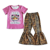 Pink bleached tiger floral top pants girls clothes