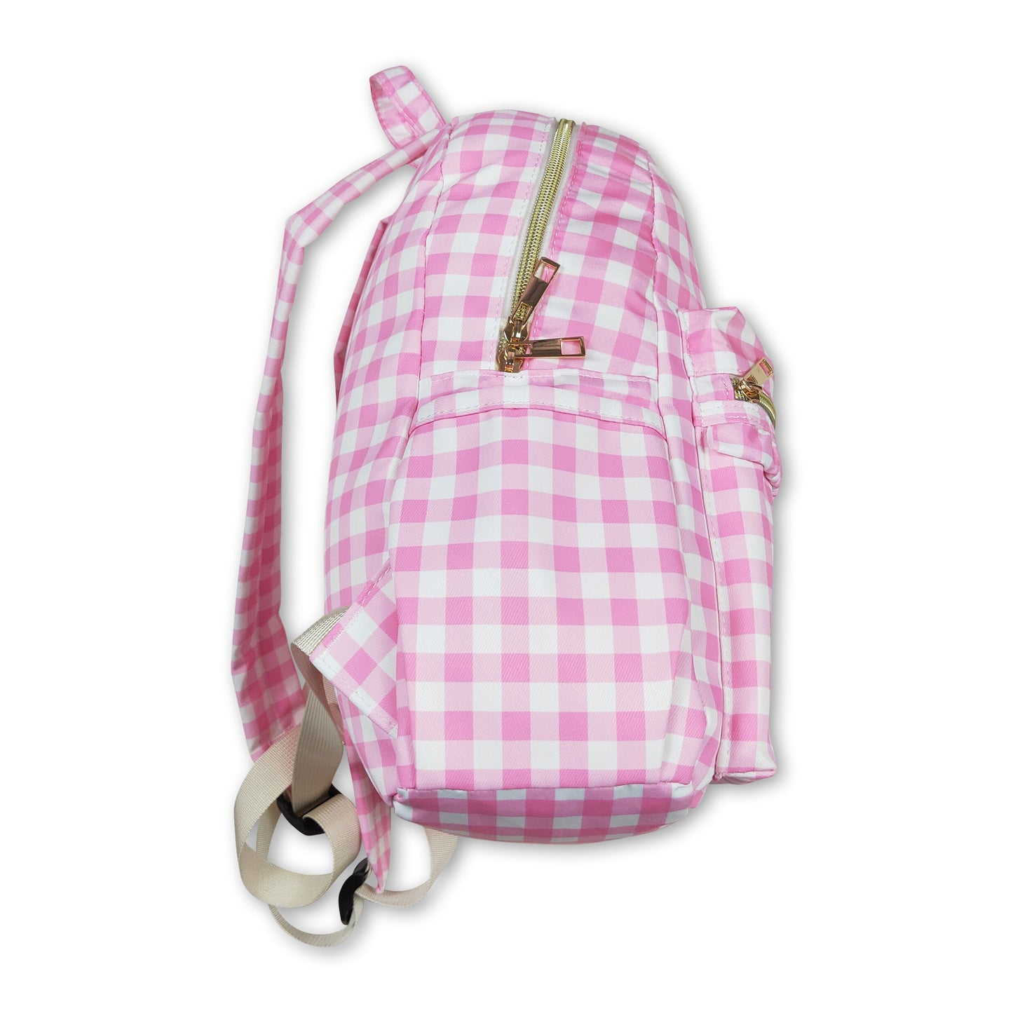 Pink plaid kids girls back to school backpack