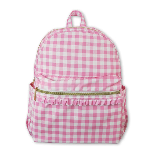 Pink plaid kids girls back to school backpack