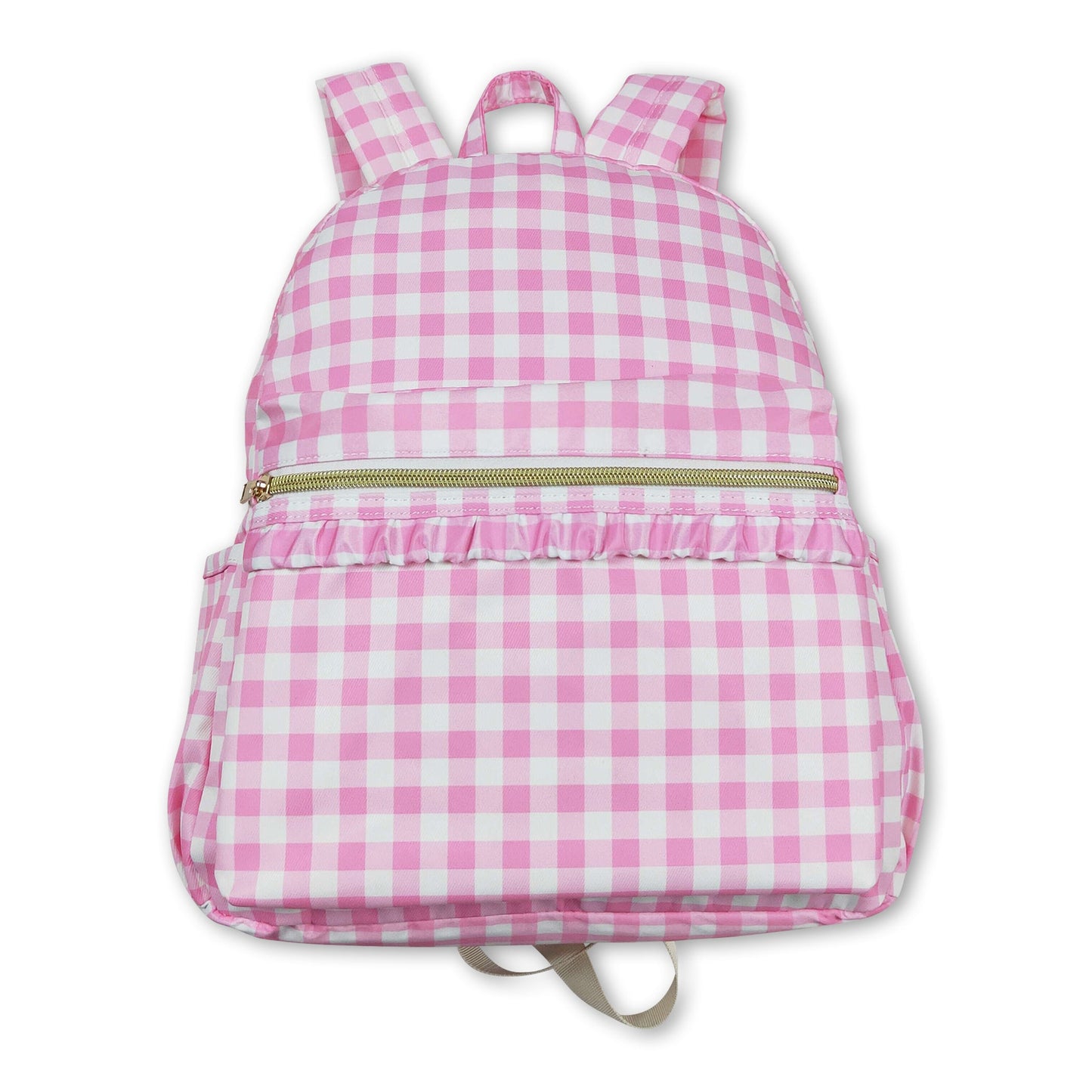 Pink plaid kids girls back to school backpack